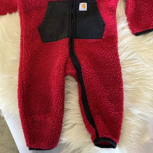 Carhartt brand Sz 12 mos pink and black warm zip up hoodie one piece - Picture 2 of 5
